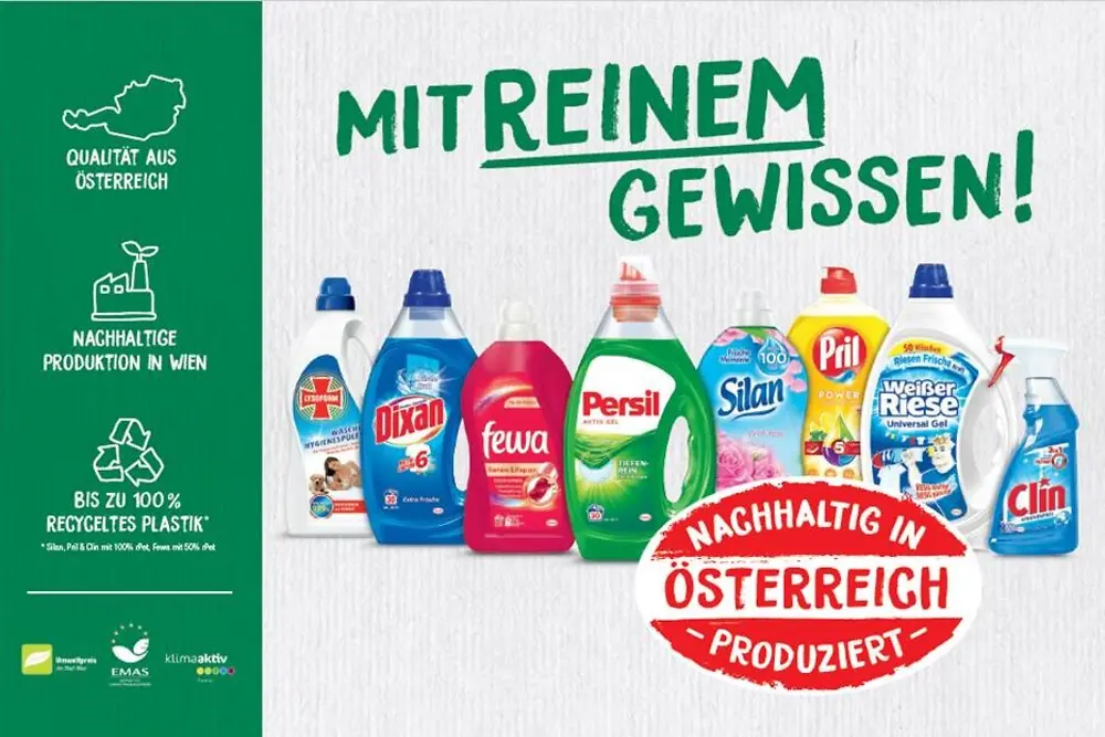 Promotion für Wasch- und Reinigungsmittel aus Österreich: „Mit reinem Gewissen“